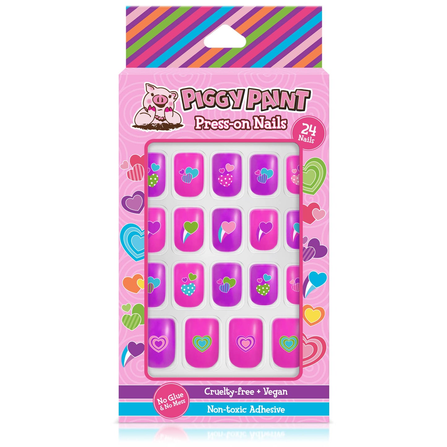 Happy Hearts Piggy Press-on Nails--Happy Hearts
