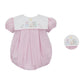 Anavini Pink Gingham Short Bubble with Square Collar--Nativity