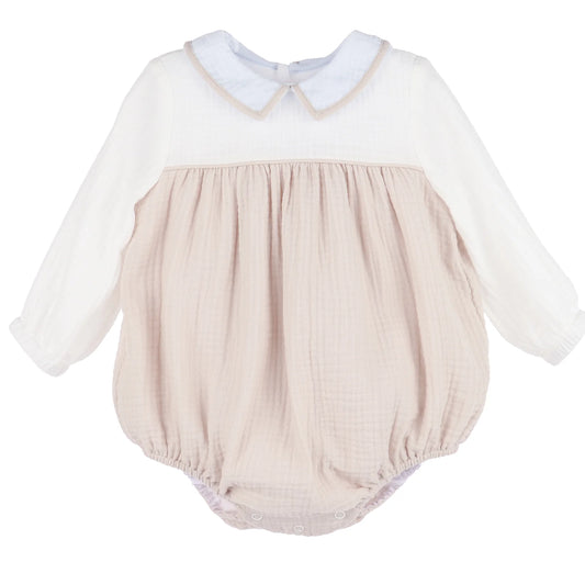 Sophie and Lucas Cuddle Cotton Boy Bubble, White