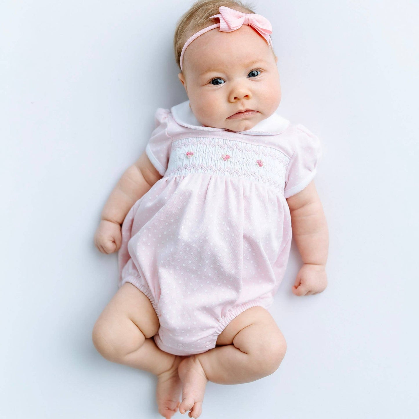 Magnolia Baby Mia's Classics Smocked Short Sleeve Bubble - Pink