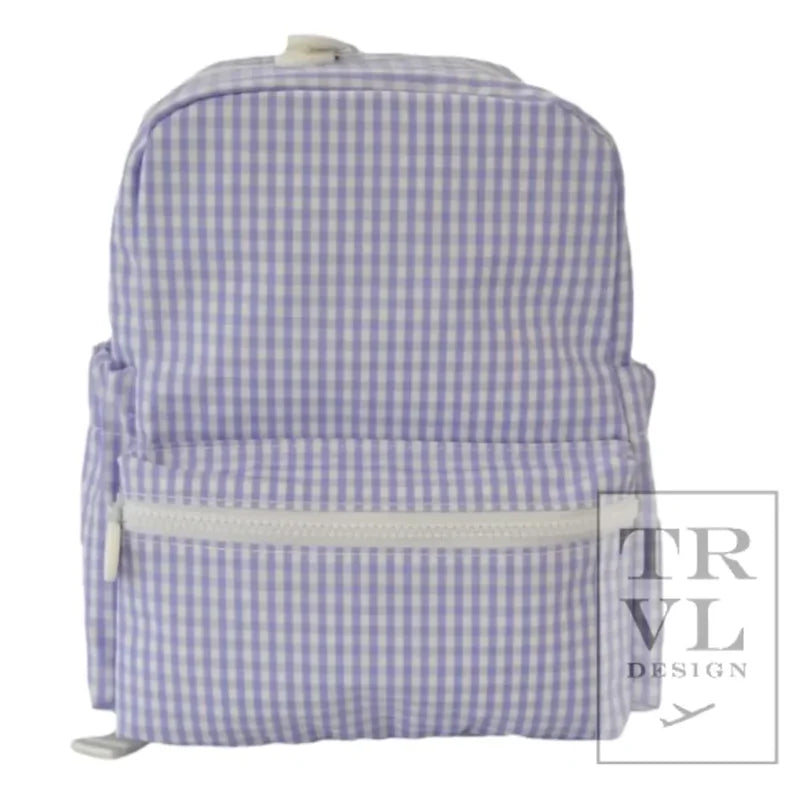 TRVL Design Mini Backer Backpack--Lilac Gingham