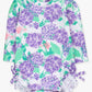 Rufflebutts Baby Girls Purple Hydrangea Garden Long Sleeve One Piece Rash Guard Swimsuit with Signature Rear Ruffles