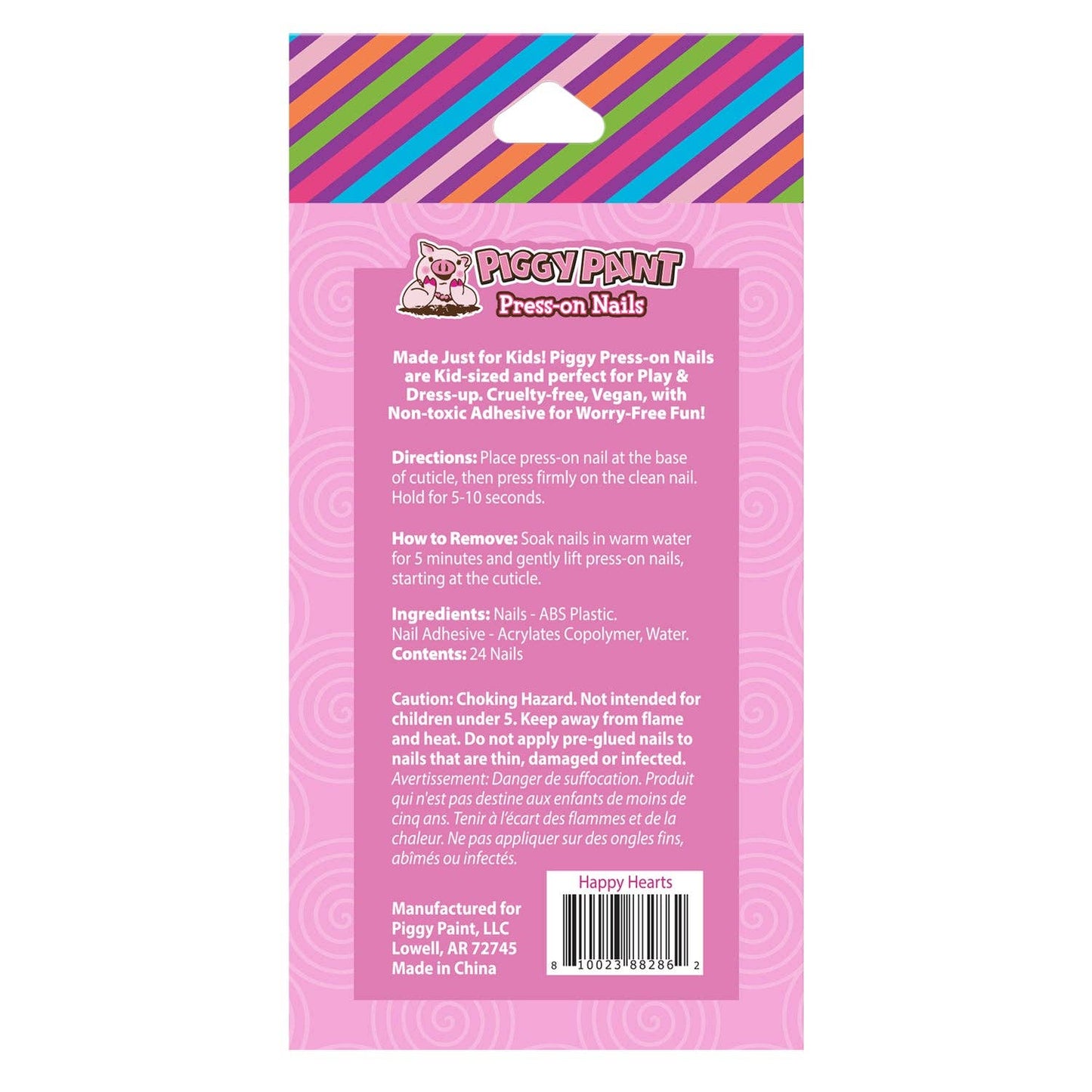 Happy Hearts Piggy Press-on Nails--Happy Hearts