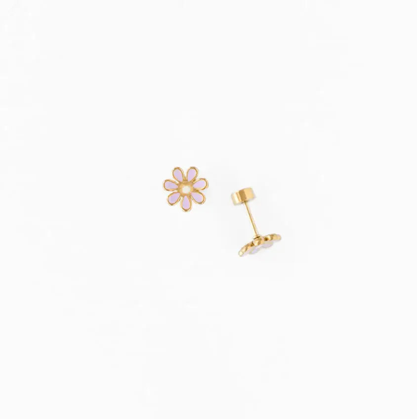 Pip Pop Post Daisy Stud Earrings - Hypoallergenic, Flat Back, Girl Gift