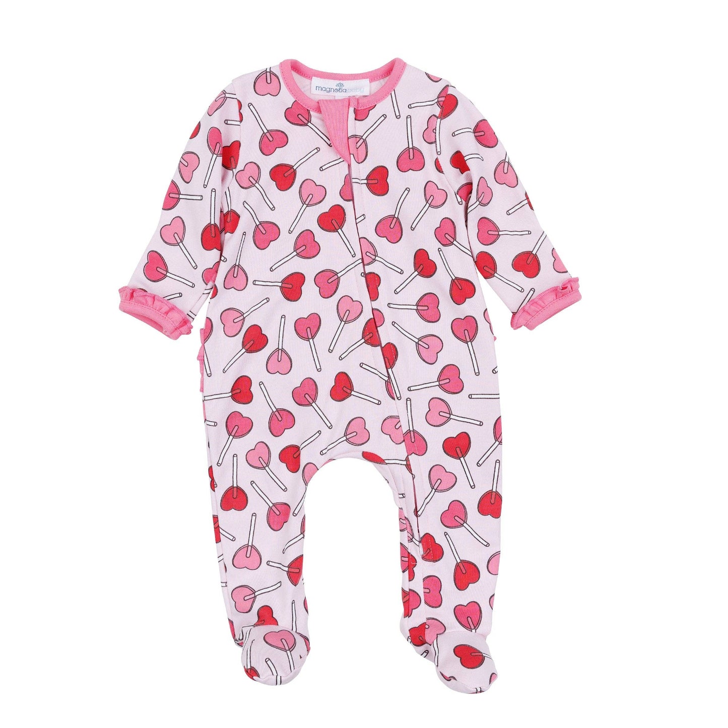 Magnolia Baby Sweetheart Pops Ruffle Zip Footie