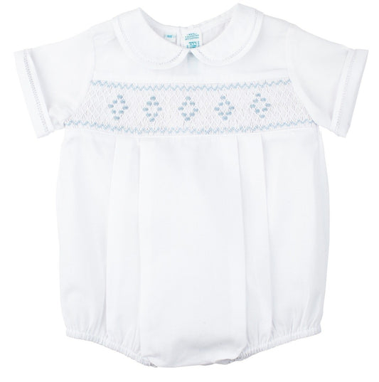 Feltman Brothers White Smocked Embroidered Diamond Creeper