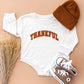 Sweet Wink Thankful Patch Varsity Thanksgiving Long Sleeve Romper Baby