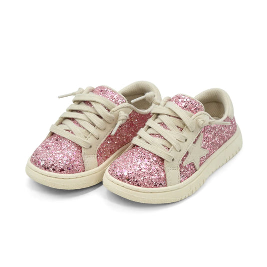 L'Amour Kinley Glitter Star Sneaker--Glitter Pink