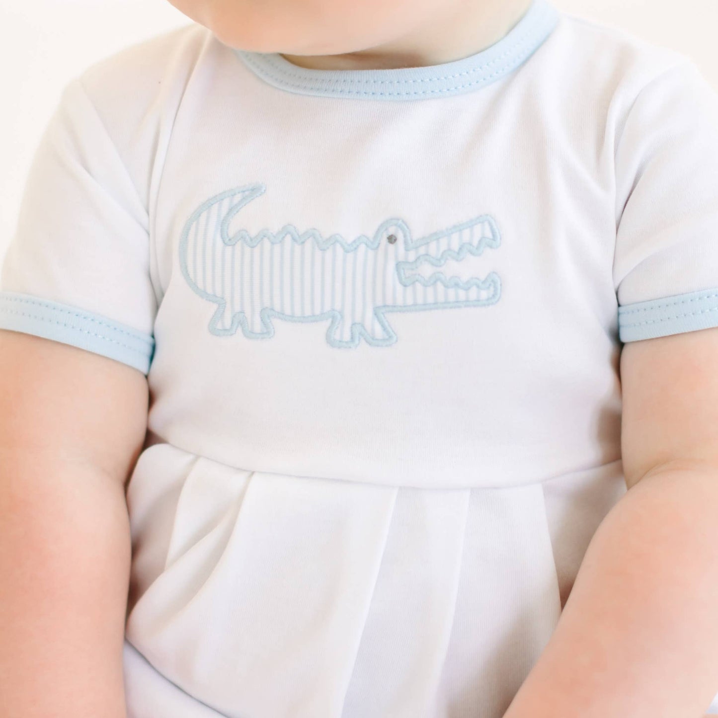 Magnolia Baby Gator Applique Bubble - Light Blue