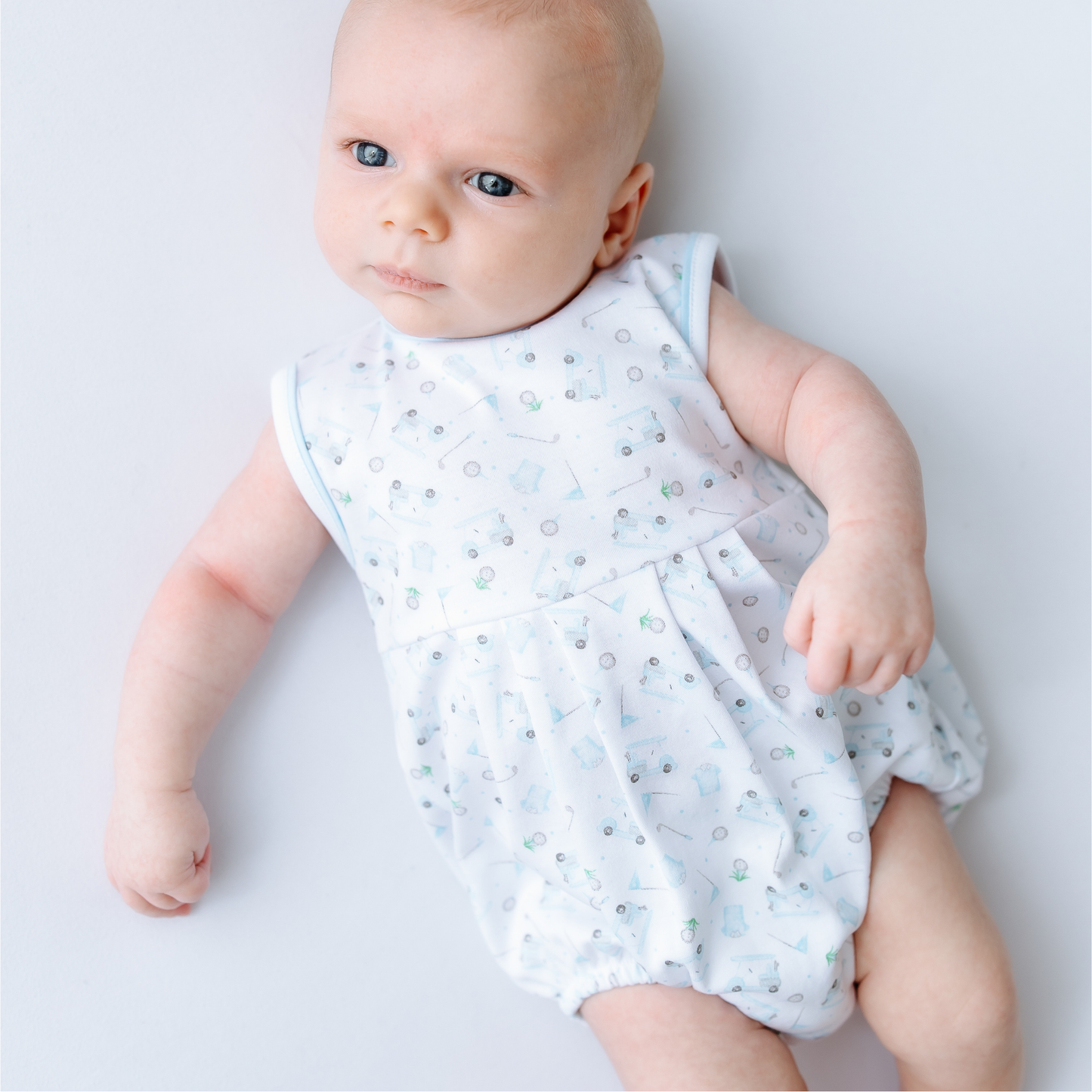 Magnolia Baby Little Golfer Print Bubble - Light Blue
