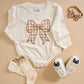 Sweet Wink Gingham Bow Patch Long Sleeve Romper - Baby Clothing - Fall
