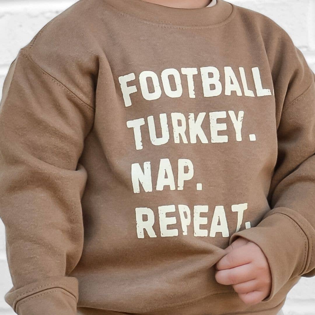 Sweet Wink Football Turkey Nap Repeat Thanksgiving Kids Sweatshirt Boys
