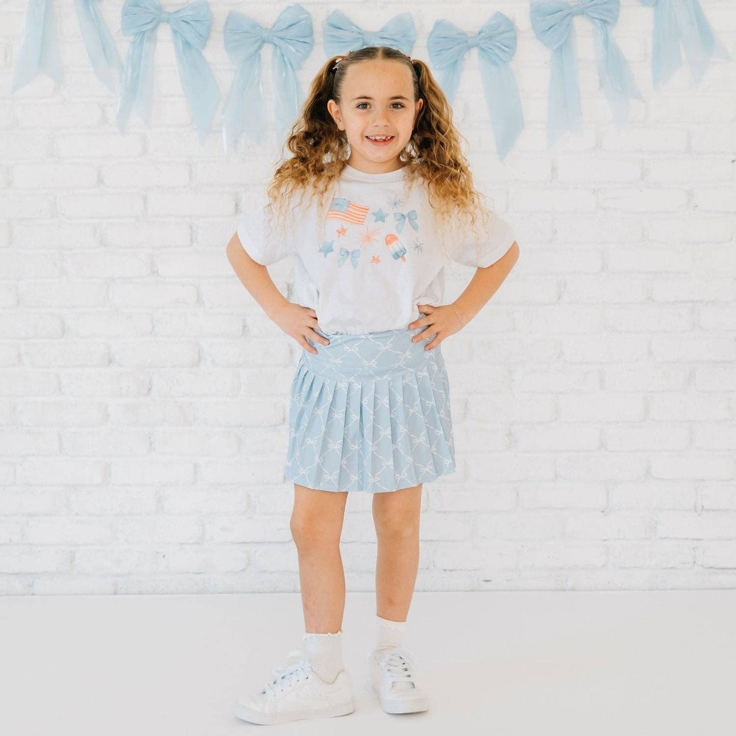 Glitter Flag Bow Clip Set - Fourth of July - Kids Hair Bows