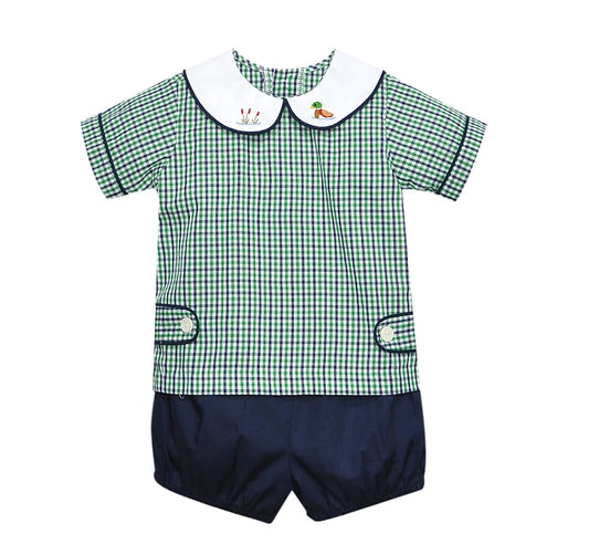 Remember Nguyen Navy Plaid Riley Short Set--Ducks