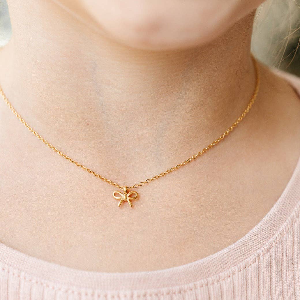 Pip Pop Post Bow Pendant Necklace - Hypoallergenic, Girl Gift