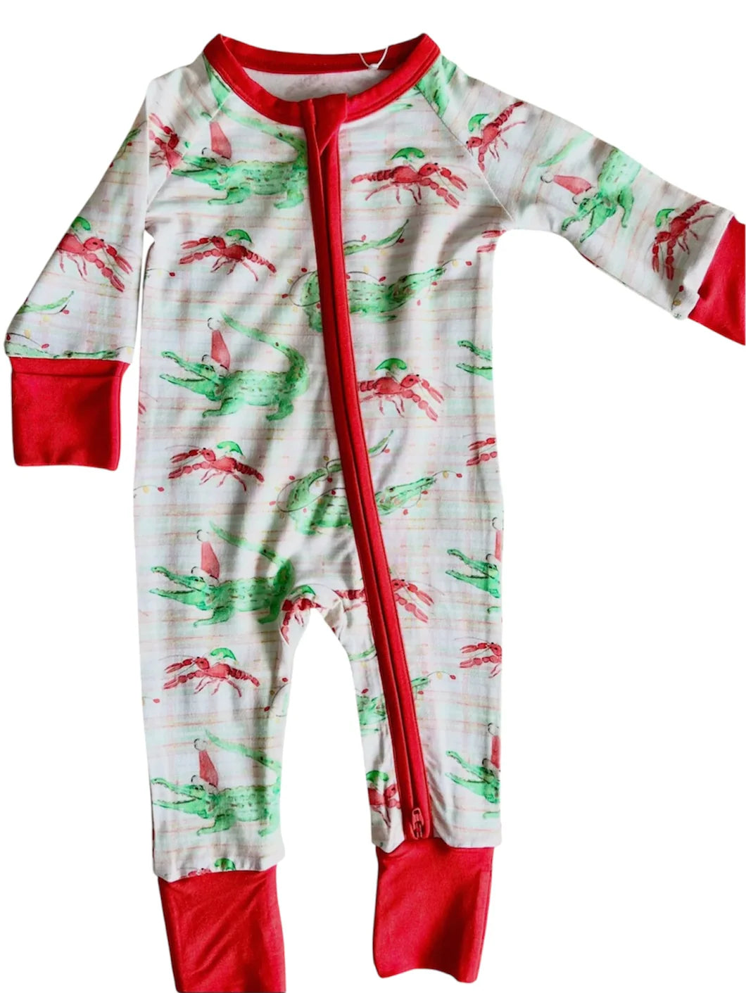 Sweet Bay Clothing Gator/Crawfish Christmas Zipper Onesie