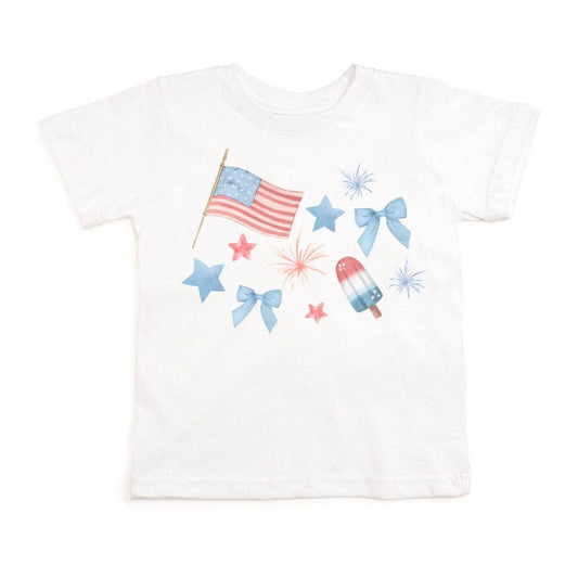 Sweet Wink Patriotic Watercolor Short Sleeve T-Shirt - Fourth of July