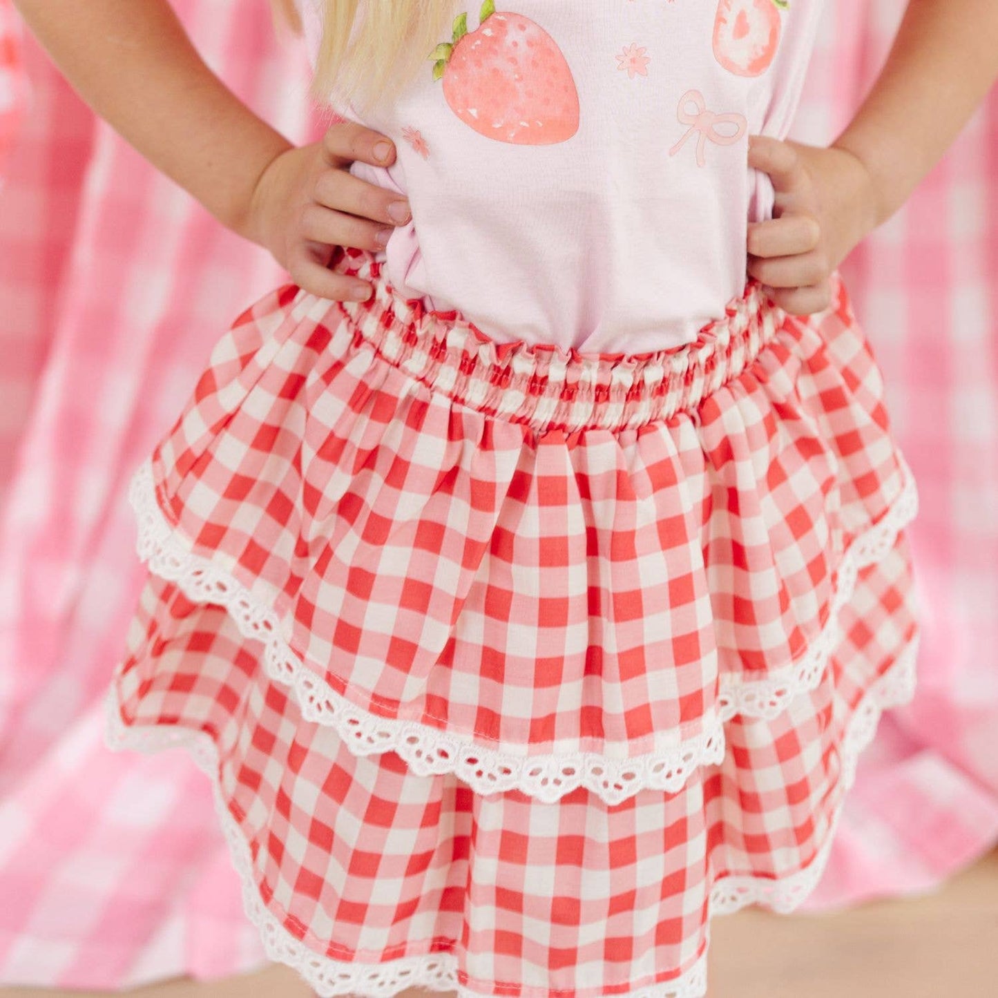 Sweet Wink Red Gingham Skort - Kids Clothing--Patriotic--Fourth of July