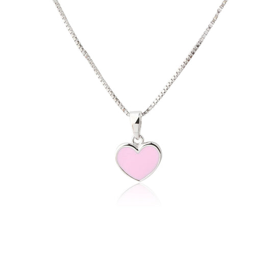 Children's Sterling Silver Pink Heart Necklace, Kids & Girls