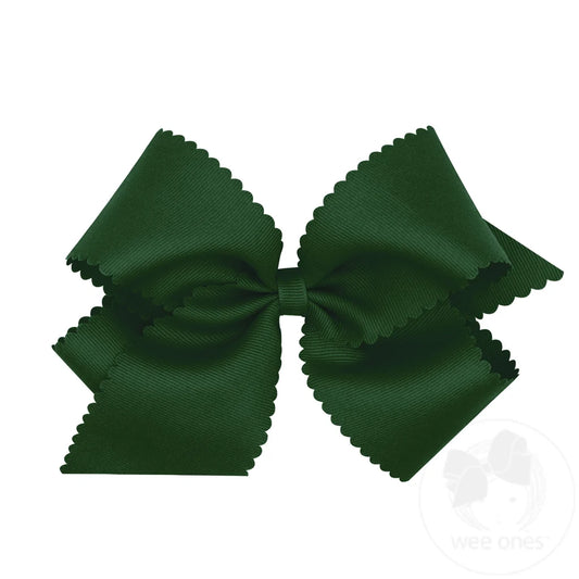 Wee Ones King Bow with Scallop Edge--Forest Green