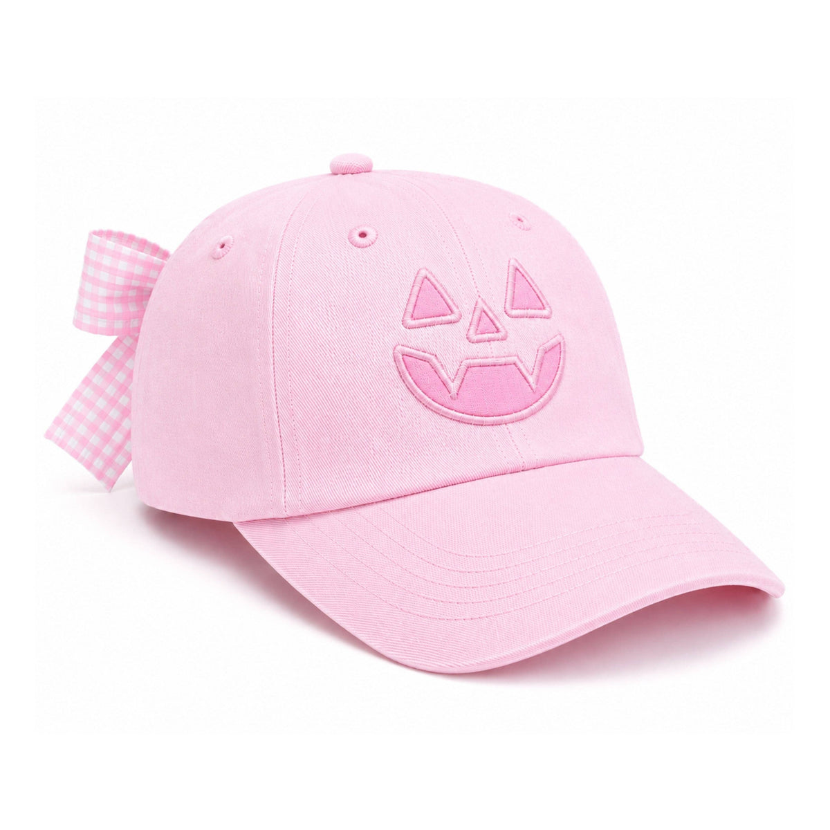 Bits and Bows Pink Jack-O-Lantern Bow Baseball Hat
