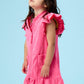 Rufflebutts Girls Hot Pink Terry Butterfly Sleeve Full Zip Cover-Up