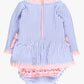 Rufflebutts Baby Girls Periwinkle Blue Seersucker Long Sleeve One Piece Bow Peplum Rash Guard Swimsuit with Signature Rear Ruffles