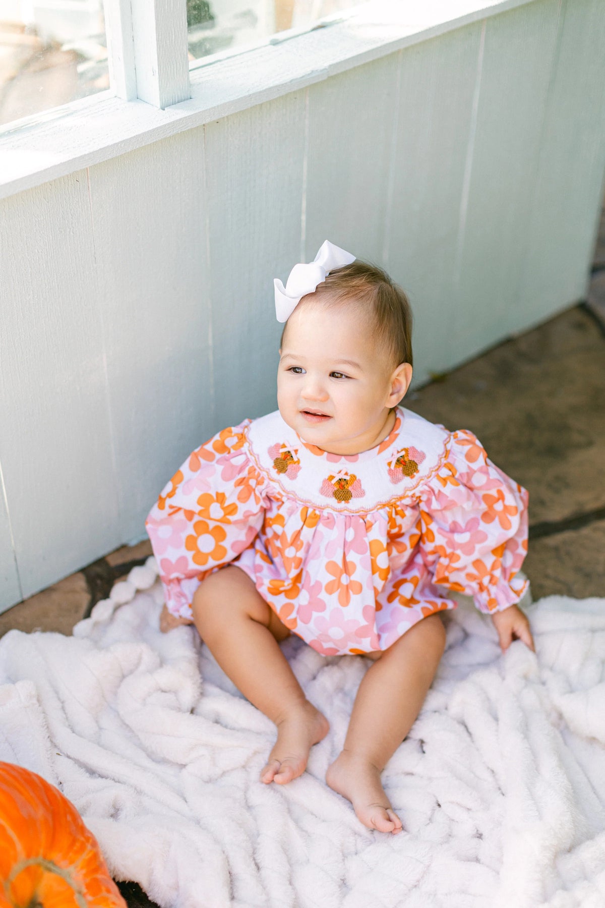 Poppy Kids Autumn Smocked Turkey Diaper Cover Set
