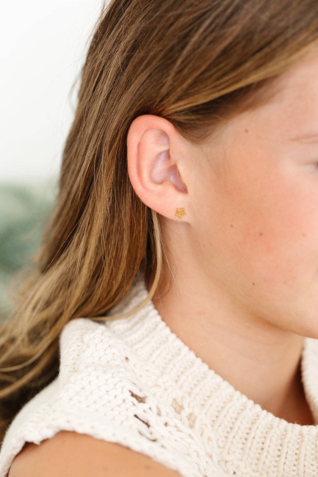 Pip Pop Post Beaded Star Stud Earrings - Hypoallergenic, Flat Back, Girl