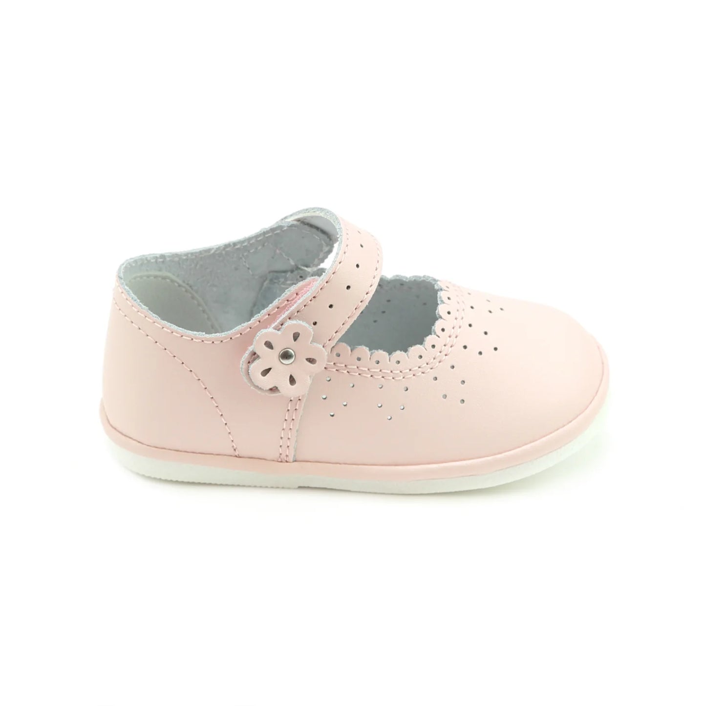 L'Amour Shoes Mia Scalloped Leather Mary Jane (Baby)