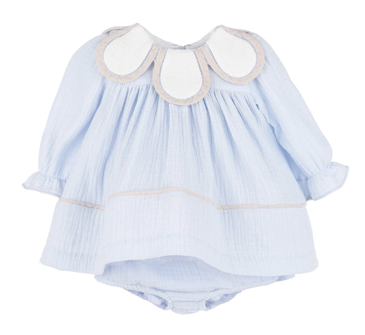 Sophie and Lucas Cuddle Cotton Petal Float Dress, Blue