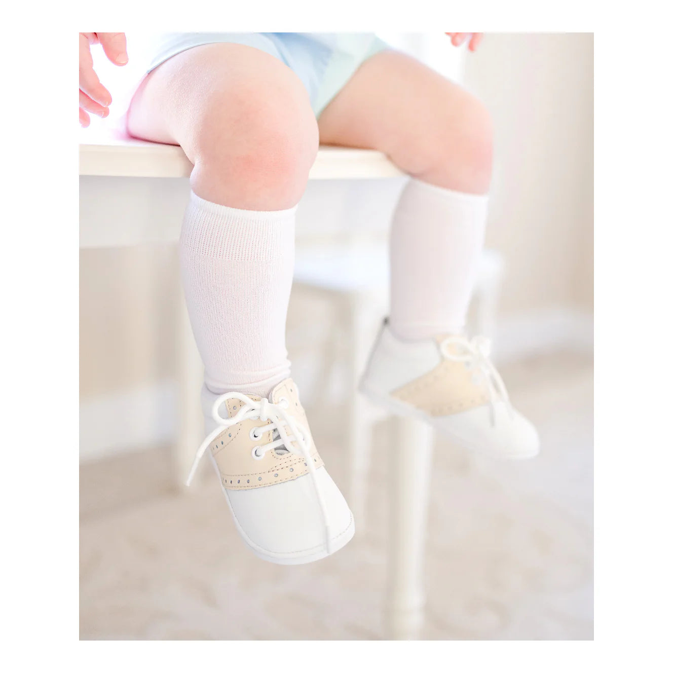 L'Amour Shoes Austin Beige Leather Saddle Oxford Shoe (Baby)