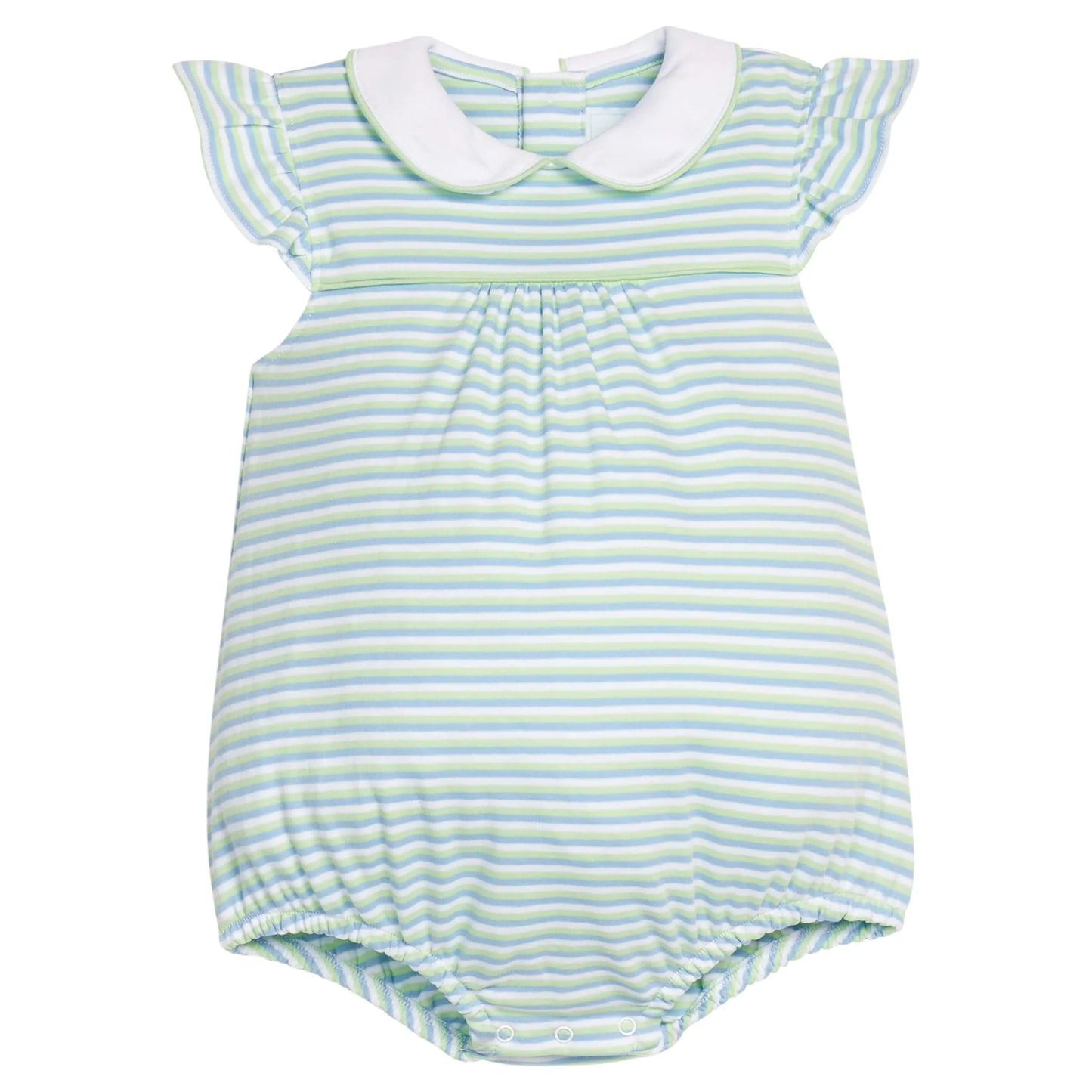 Little English Angel Sleeve Peter Pan Bubble--Greenview Stripe