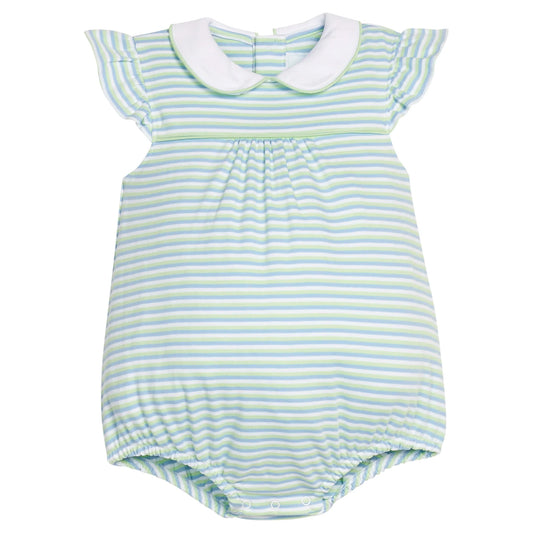 Little English Angel Sleeve Peter Pan Bubble--Greenview Stripe