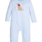 Little English Applique Romper--Seated Lab