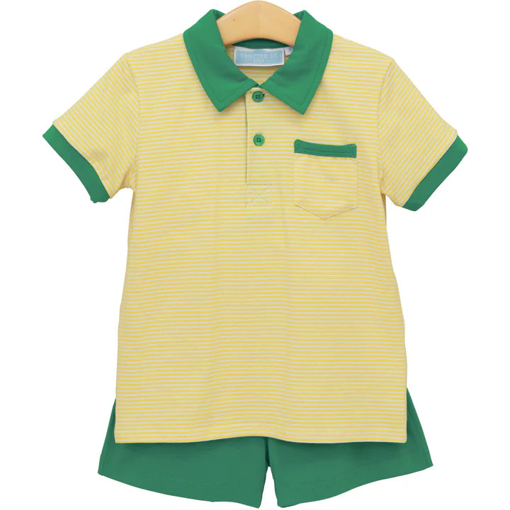 Trotter Street Archie Short Set--Yellow Stripe/Green