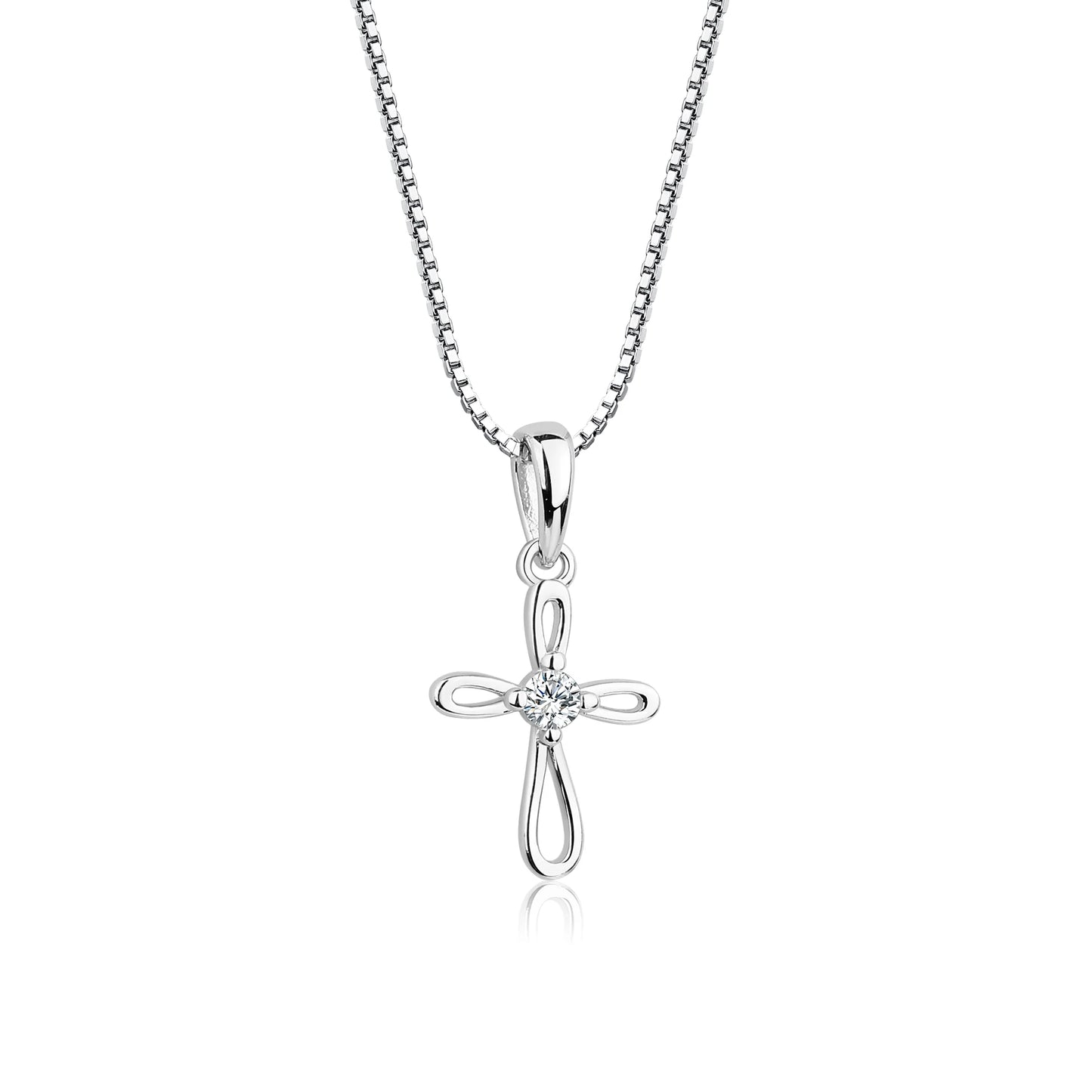 Cherished Moments Sterling Silver Children's Infinity Cross Necklace for Kids