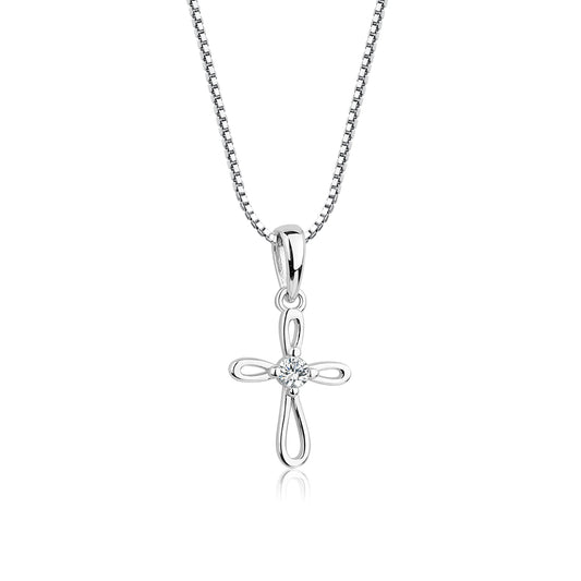 Cherished Moments Sterling Silver Children's Infinity Cross Necklace for Kids