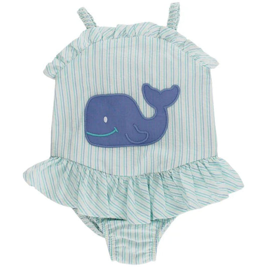 Bailey Boys Wally Whale Girls 1 Piece Swimsuit with Ruffle