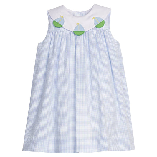 Little English Bib Dress--Sailboats