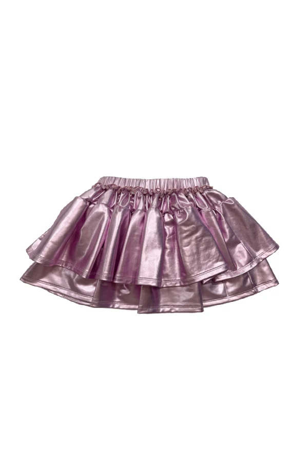 Lulu Bebe Zaza Metallic Lavender Double Ruffle Skirt
