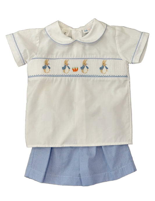 Lulu Bebe Drew Peter Rabbit Smocked Shorts Set
