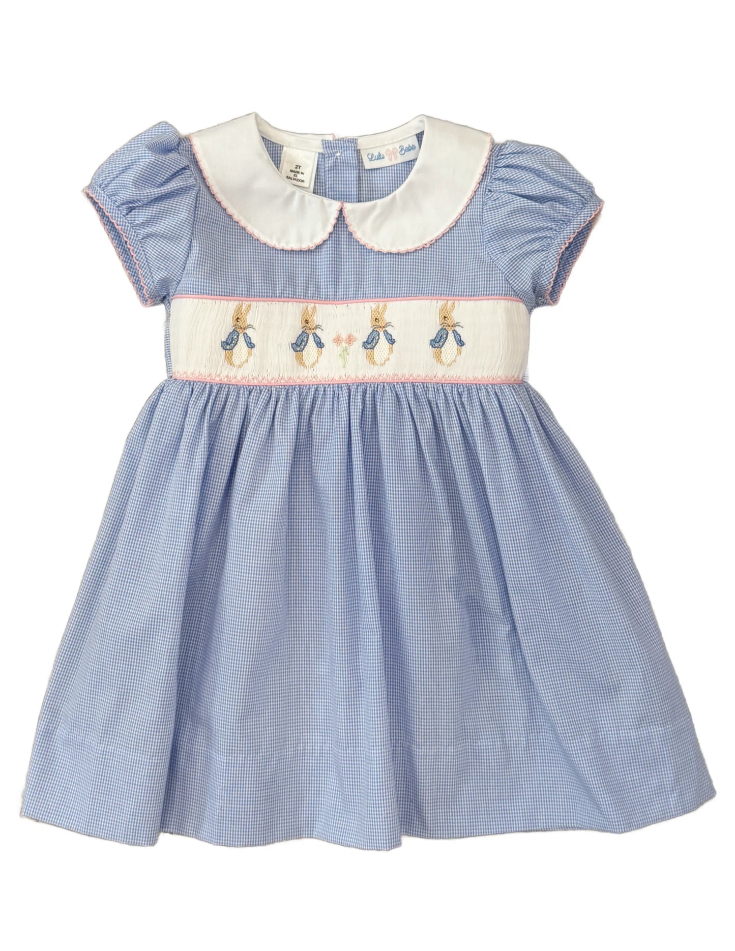 Lulu Bebe Rose Peter Rabbit Smocked Waist Dress