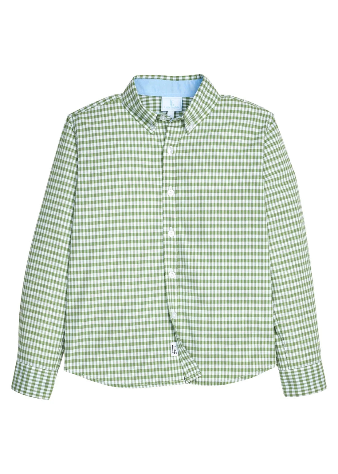 Little English Button Down Shirt--Watercress Gingham