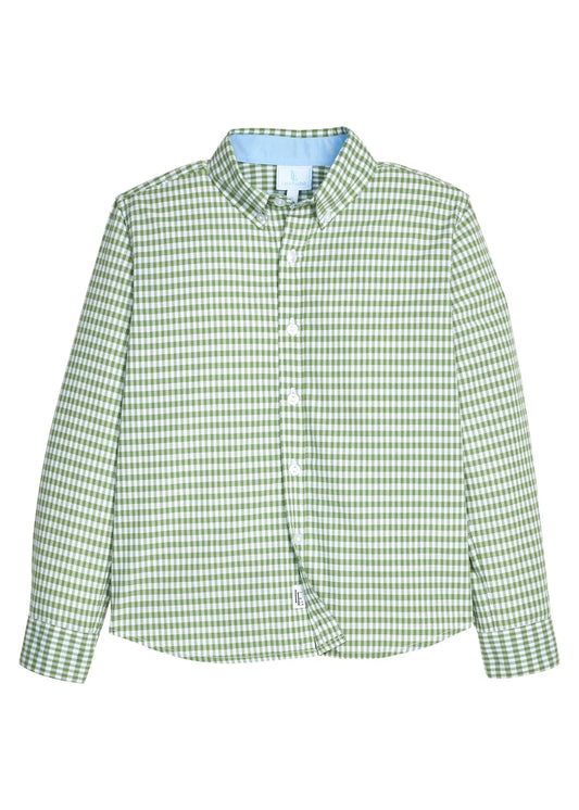 Little English Button Down Shirt--Watercress Gingham