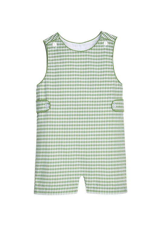 Little English Button Tab John John--Watercress Gingham