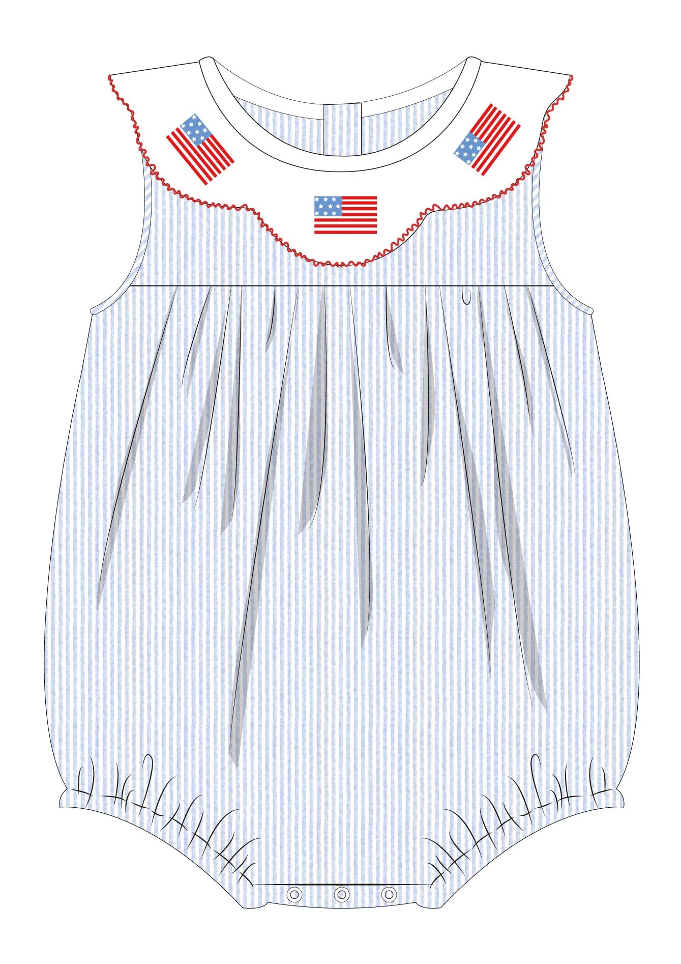 Krewe Kids Gracie American Flag Scallop Collar Bubble
