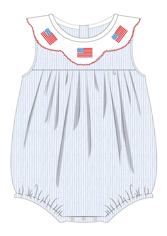Krewe Kids Gracie American Flag Scallop Collar Bubble