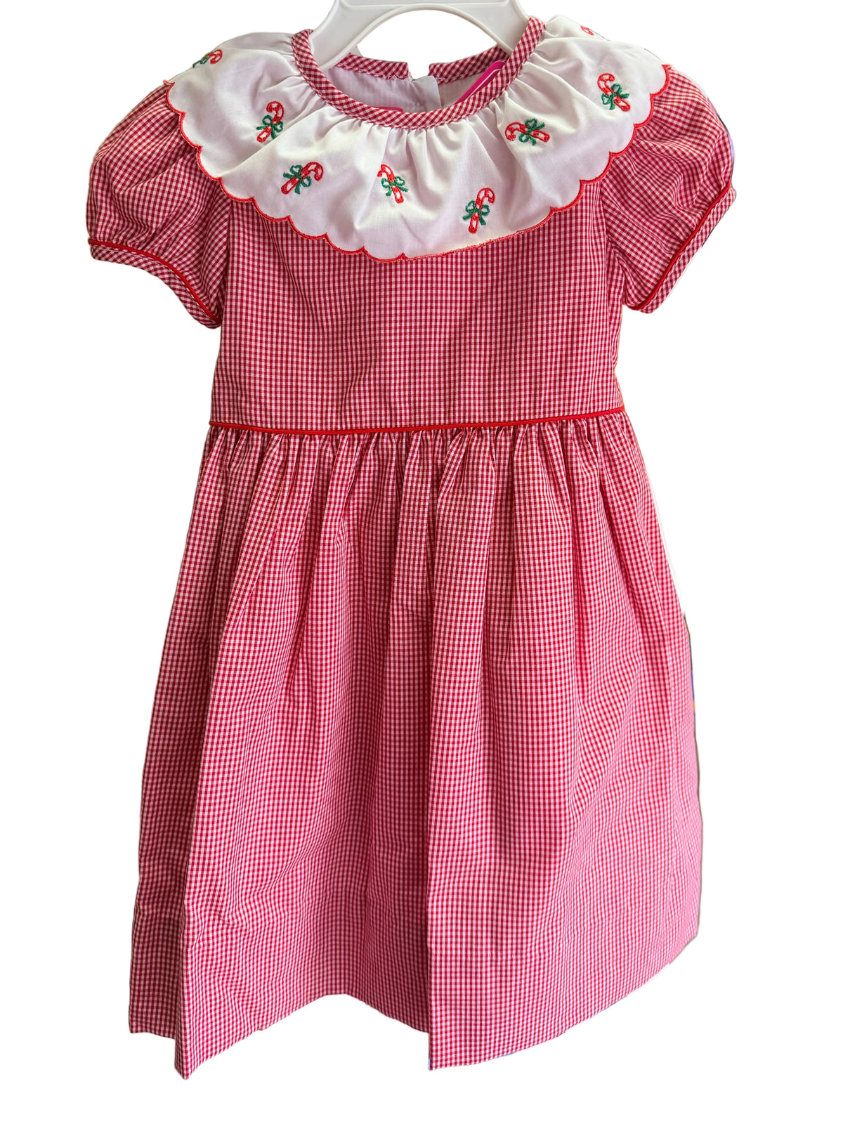 Claire and Charlie Red Gingham Dress with Candy Cane Collar