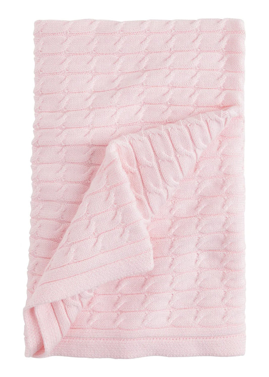 Little English Cable Knit Blanket--Light Pink